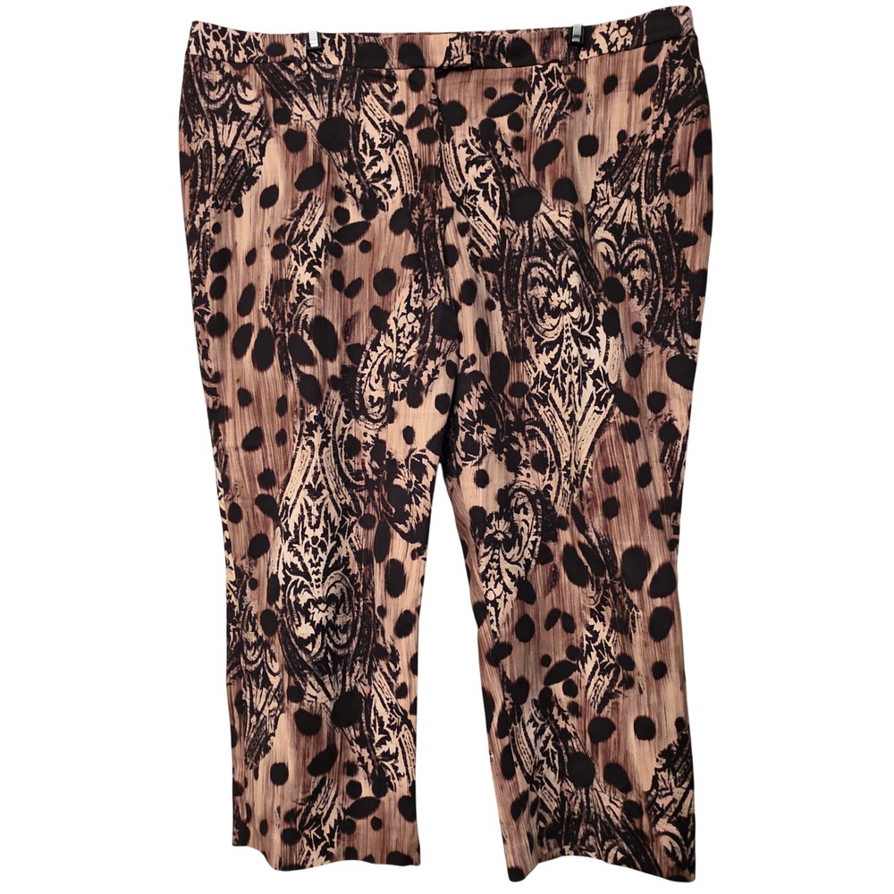 Chicos So Slimming Paisley Polka Dot Cropped Pants Brown Black Size 3.5 XL